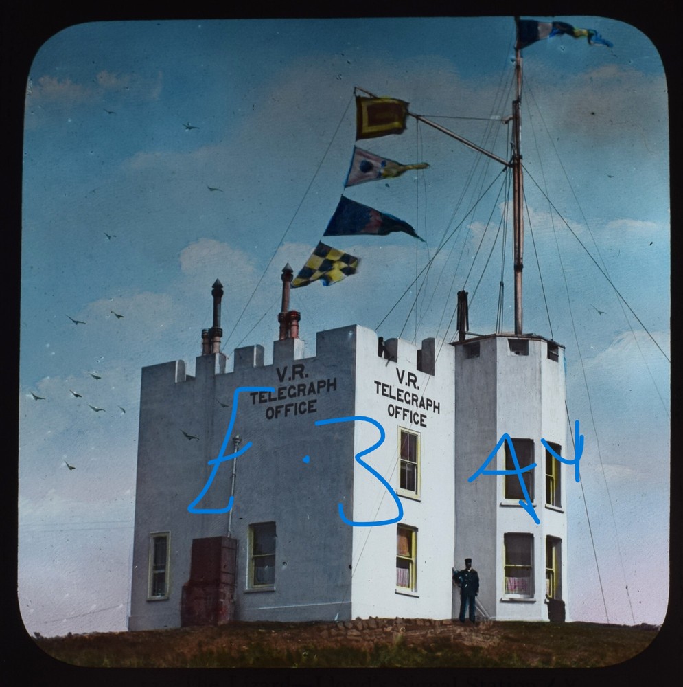 LLOYDS SIGNAL STATION THE  LIZARD CORNWALL C1890 Magic Lantern Slide PHOTOGRAPH