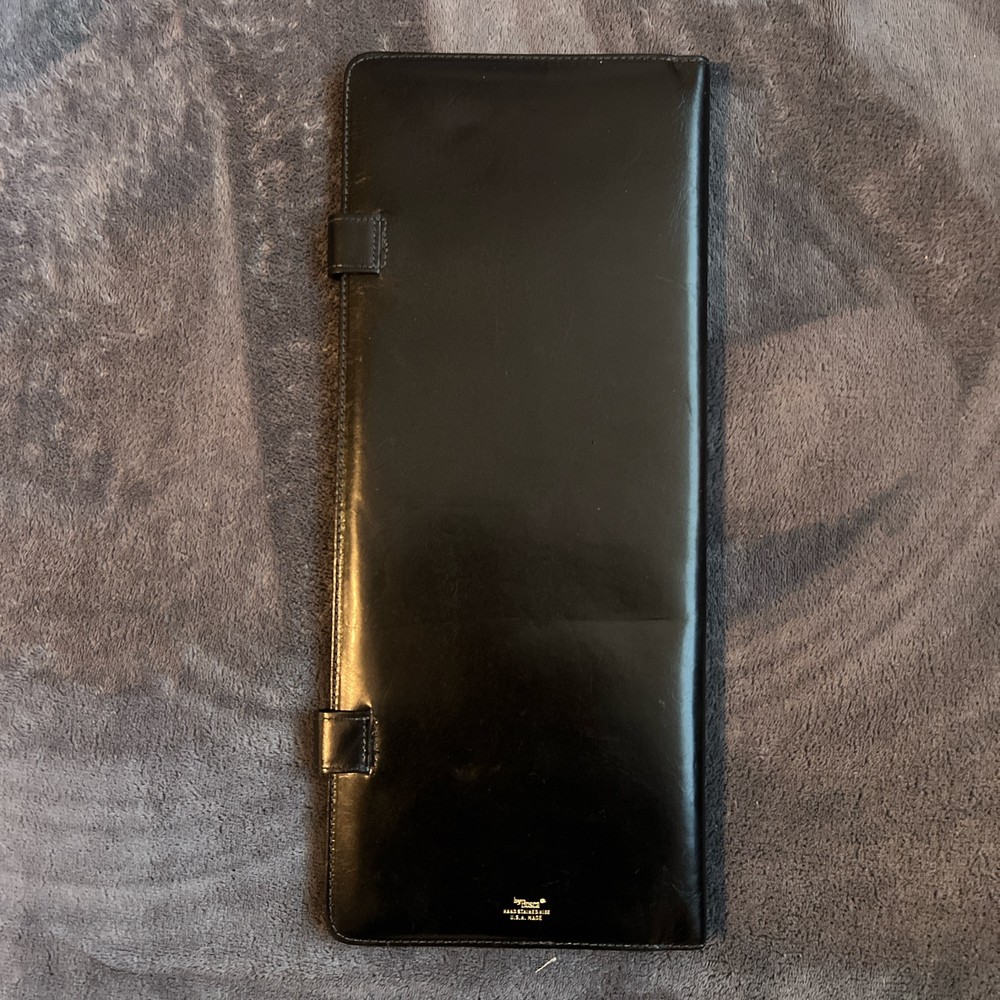 Vintage Bosca Leather Necktie Travel Case for Men in Whisky Black