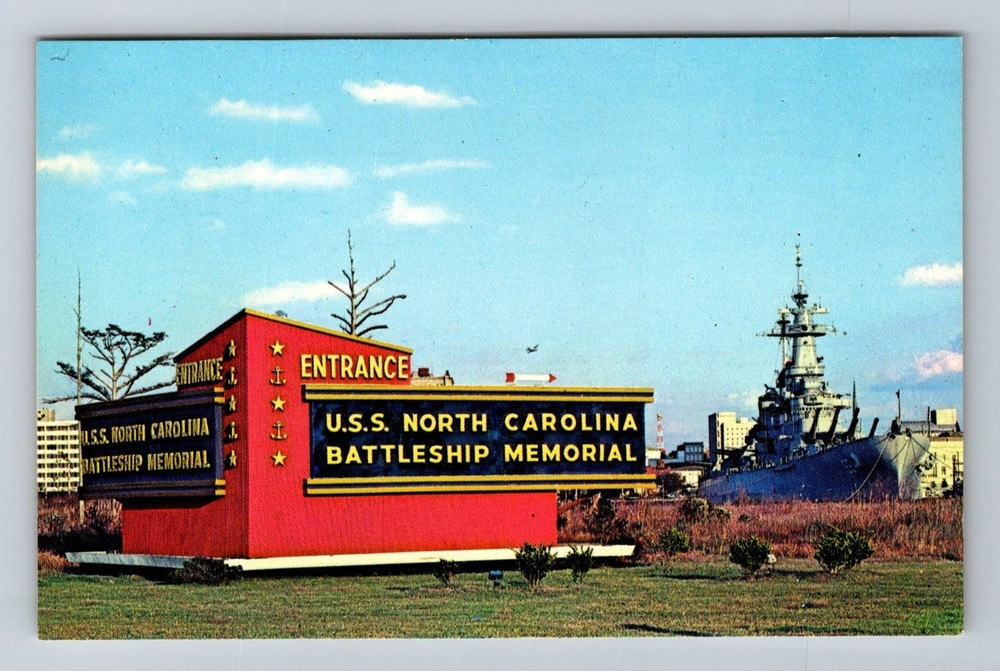Wilmington, NC-North Carolina, USS North Carolina Battleship Vintage Postcard