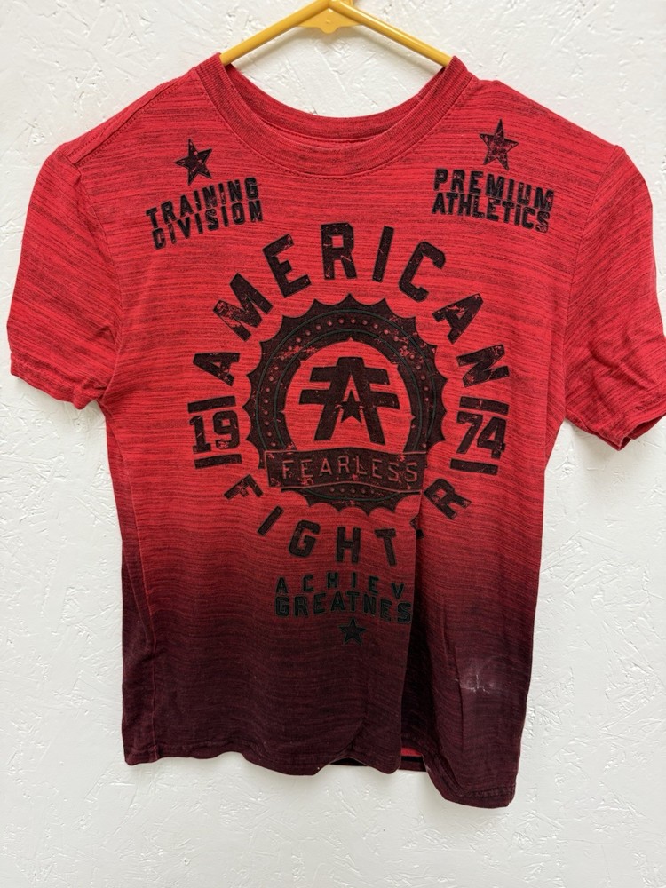 Boys American Fighter Athletics T-Shirt Red Wash Size Youth Small