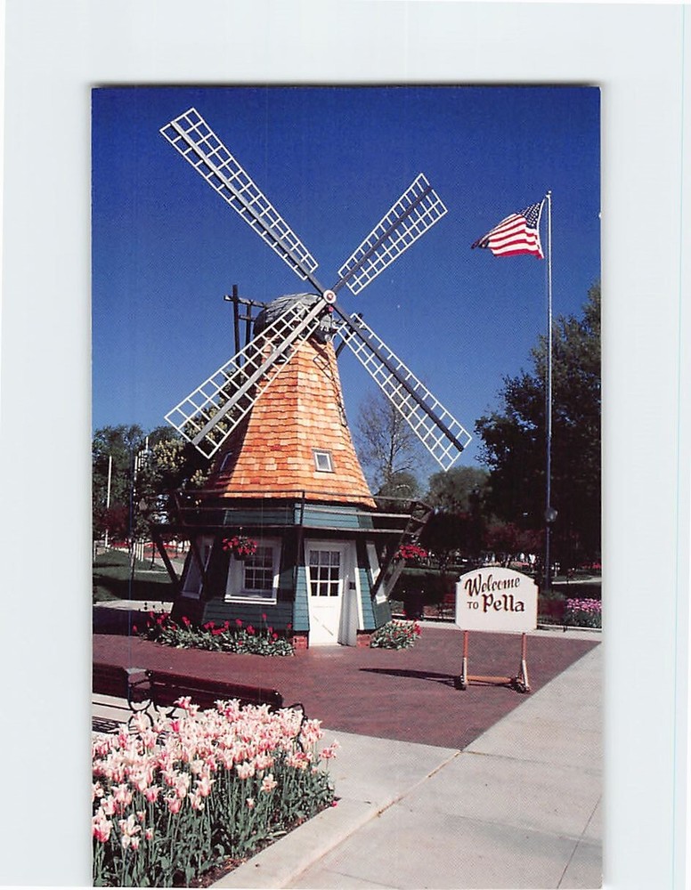 Postcard Replica Of Dutch Windmill At Central Park In Pella Iowa