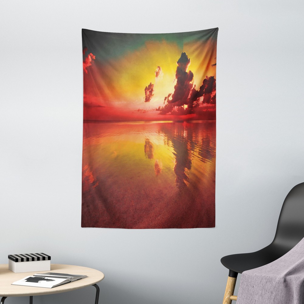 Ocean Tapestry Sunrise Water Reflection Print Wall Hanging Decor