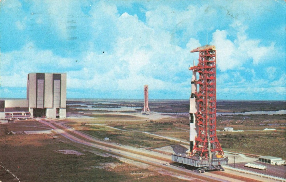 NASA Kennedy Space Center Florida, Apollo 4 Saturn V & VAB, Vintage Postcard