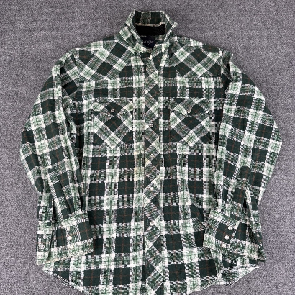 Wrangler Shirt Mens Large Multicolor Flannel Pearl Snap Western