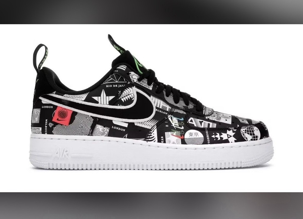 Nike Air Force 1 Low Black Graphic Print Men's Sneakers Comfort