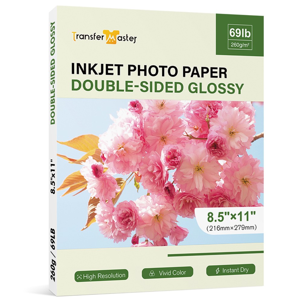 Lot 25-250 Double Sided Photo Paper 8.5x11 Glossy 69lb Thick for Inkjet Printer