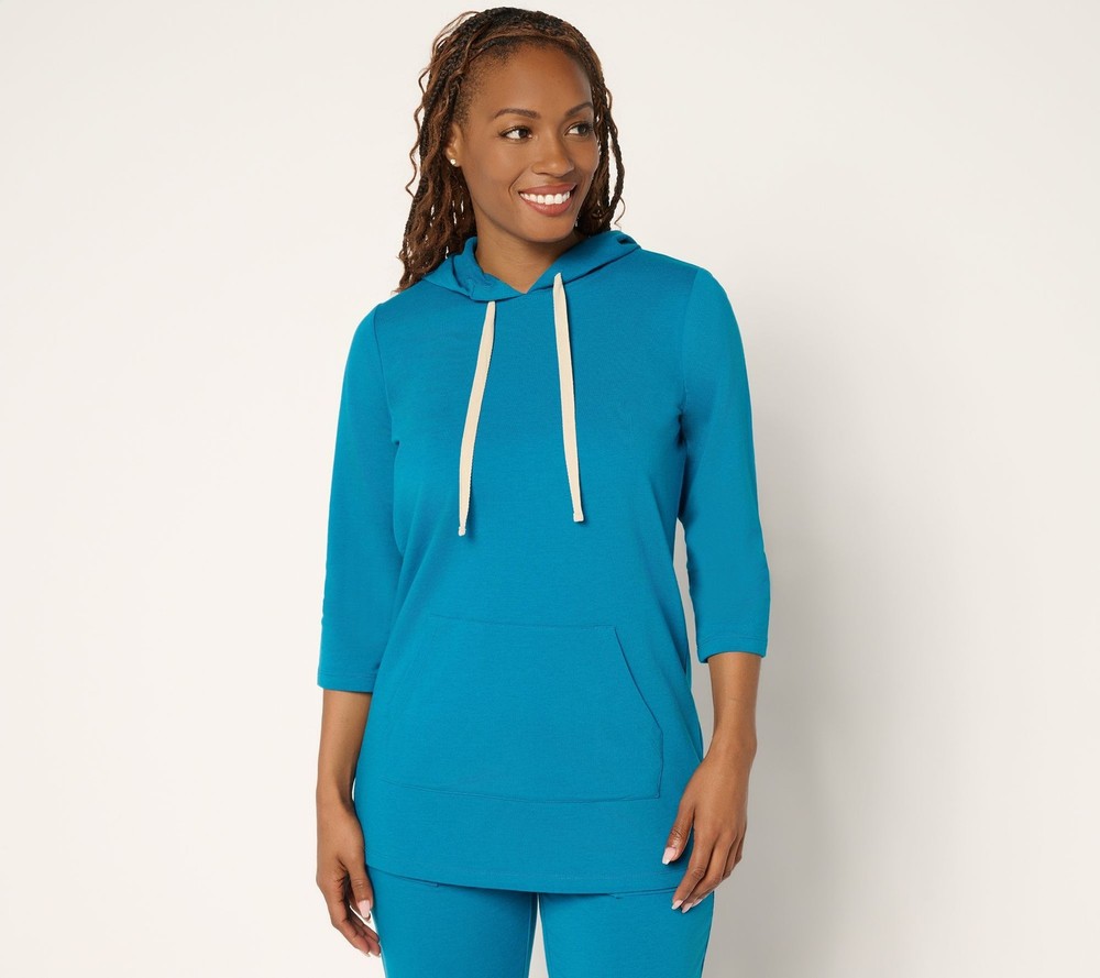 Denim & Co. Women's Top Sz 2XS (XXS) Active Regular French Terry Blue A689758