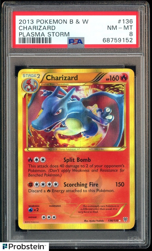 2013 Pokemon B & W Plasma Storm #136 Charizard PSA 8 NM-MTPROBSTEIN is actively accepting consignments !!