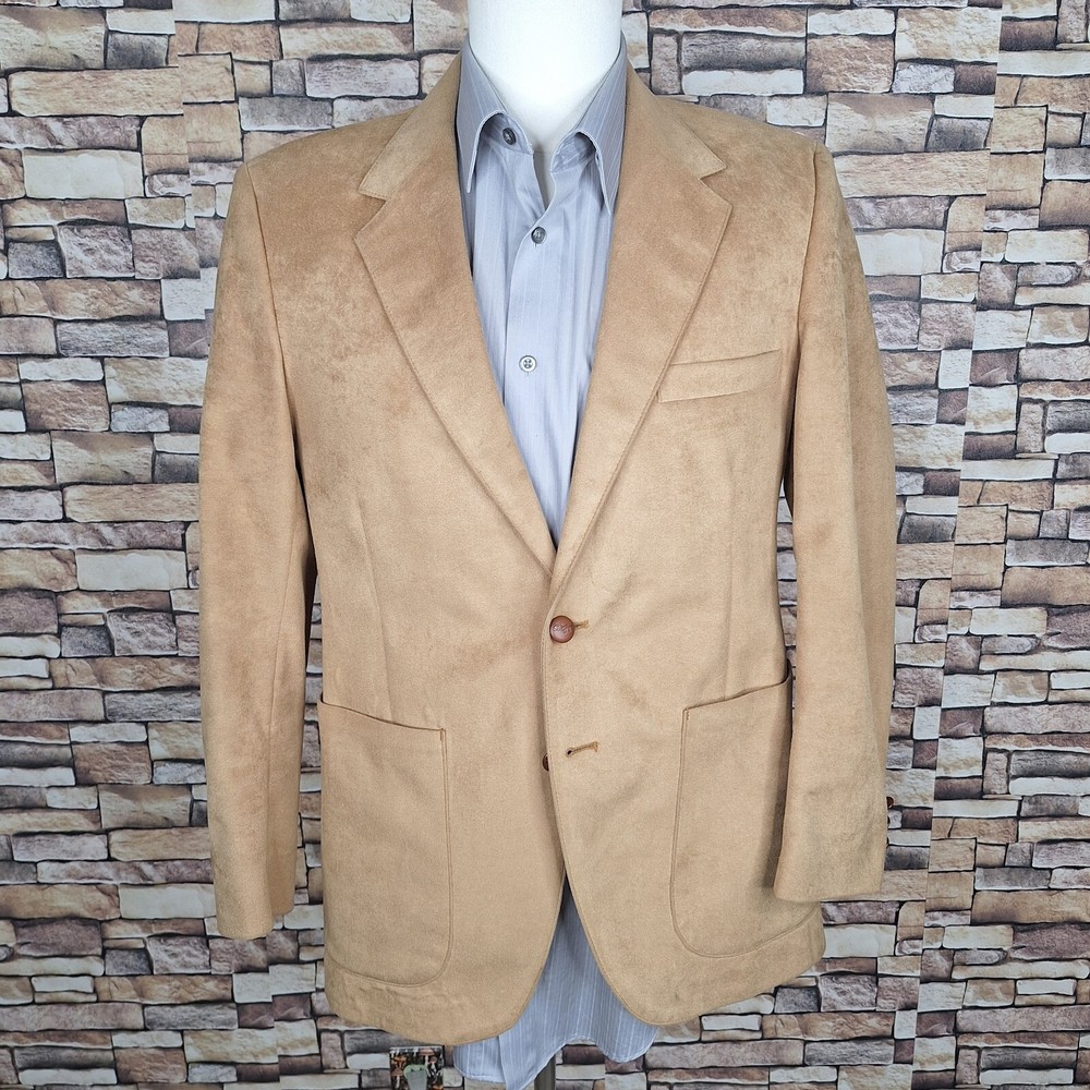 Vintage Farah Blazer Sport Coat Mens 38S Brown Microsuede SV