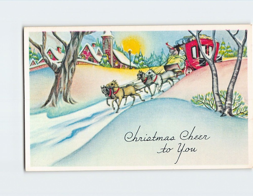 Postcard Winter Scene Art Print Christmas Holiday Greeting Card