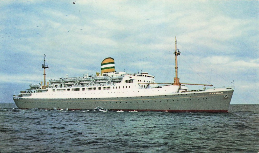 SS Maasdam Ship Steamer Holland America Line Vtg Postcard D64
