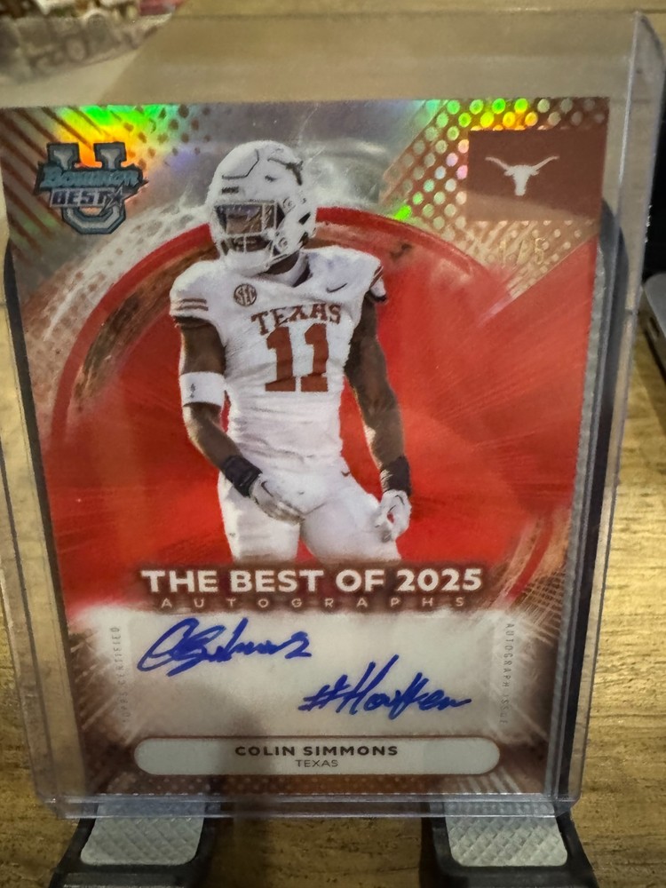 2025 Bowman Best U Colin Simmons 1st Bowman  RED AUTO 1/5 With INSCRIPTION