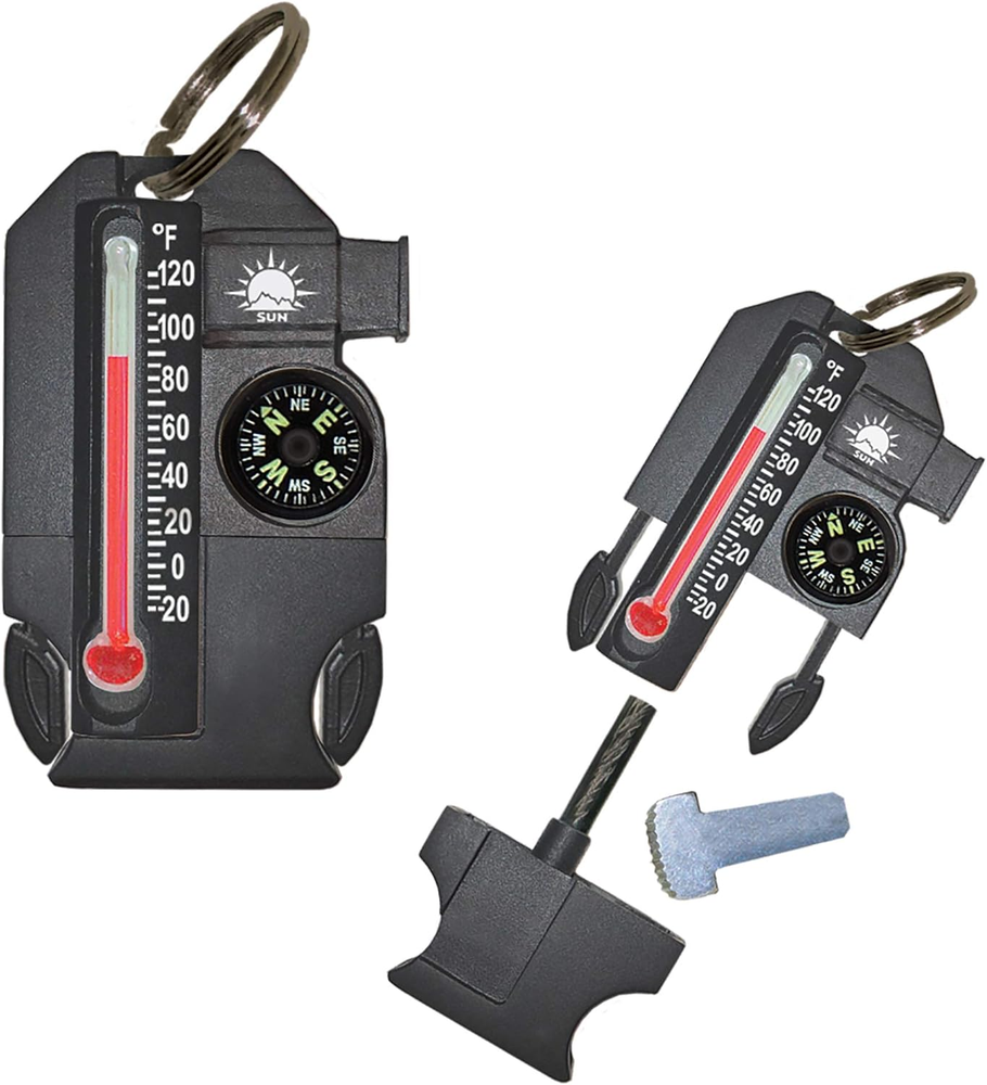 Outsider 4-in-1 Survival Multi-Tool with Compass Thermometer Whistle and Fire Starter