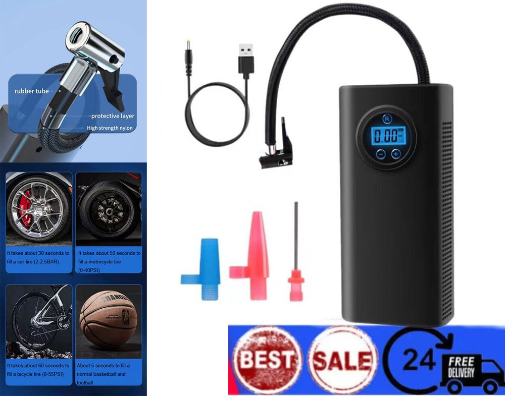 Cordless  Electric Car Tyre Inflator Pump Portable Tire Air Compressor Pump US