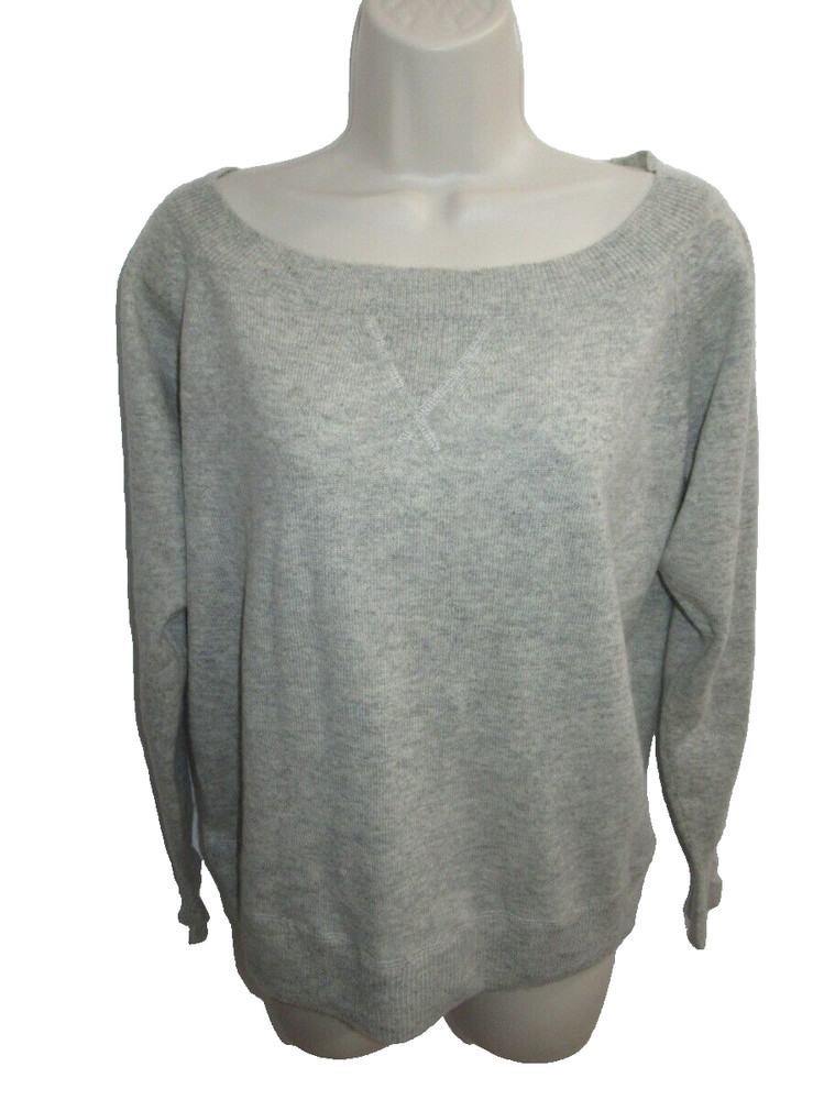 J Crew 100% Cashmere Gray Wide Round Neck Oversized Sweater Size XXS