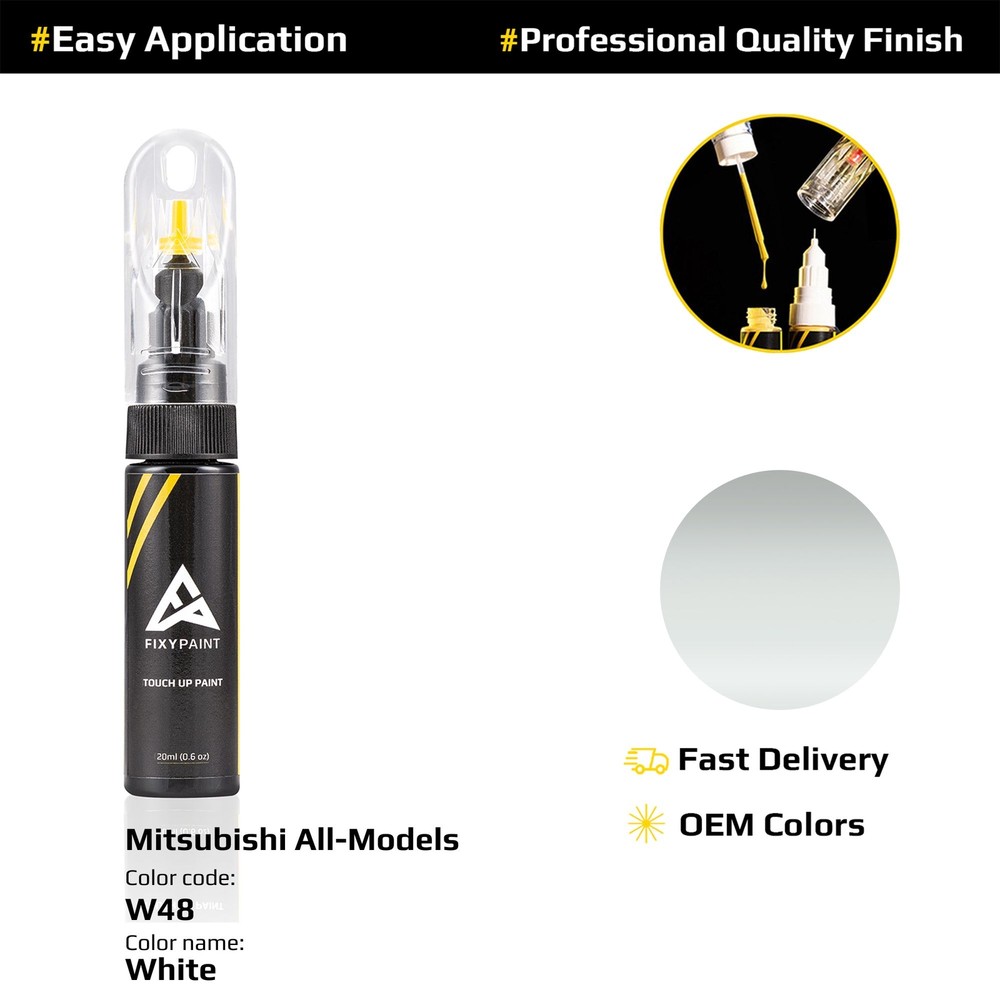 Touch up Paint for Mitsubishi Code: W48 White Professional Quality Repair