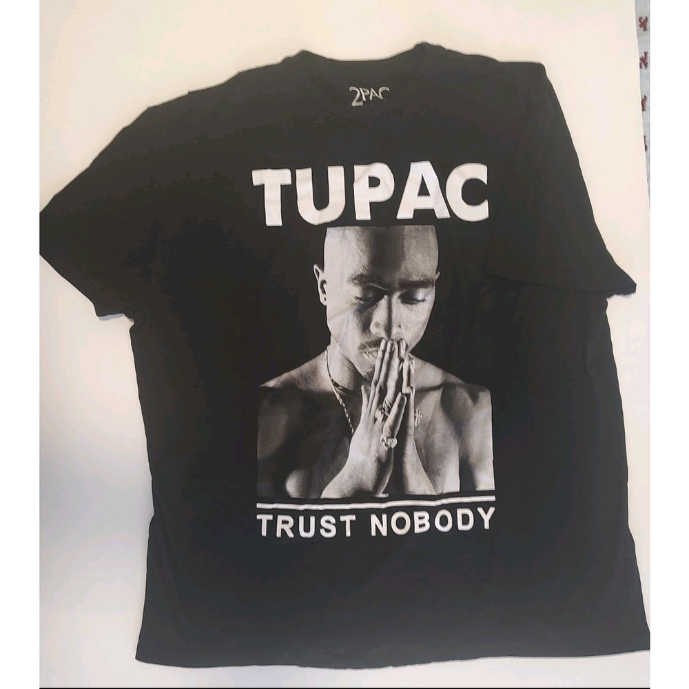 2PAC Tupac Trust Nobody Men's T-shirt Size 2XL Black Short Sleeve Graphic Print