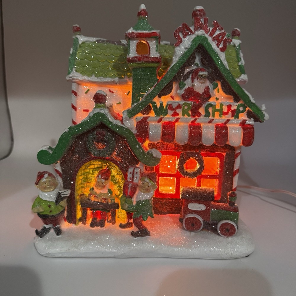 Cracker Barrel Santa's Workshop Gingerbread House Accent Light Christmas Decor-image