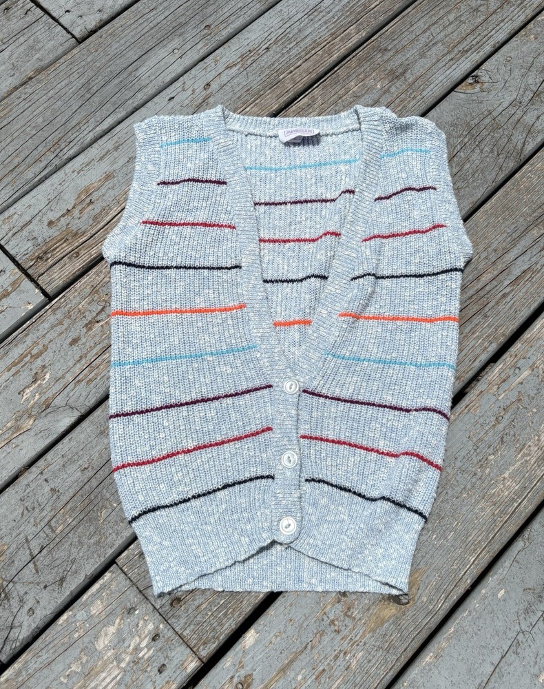 Vintage Arielle Sweater Vest Women’s Sleeveless 90s Striped Cute Colorful Small