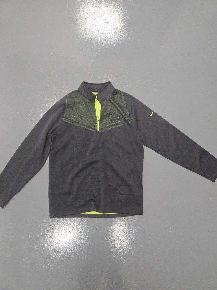 Nike Shirt Mens L Black Dri Fit 1/4 Zip Pullover Golf Golfing Fleece Green