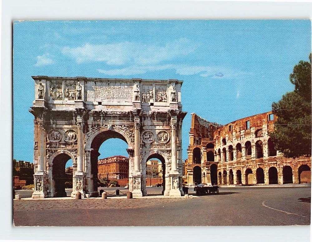 Postcard Constantine's Arch Colosseum Rome Italy