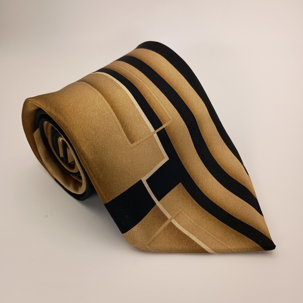 Stafford Gold And Black 100% Silk Men's Tie