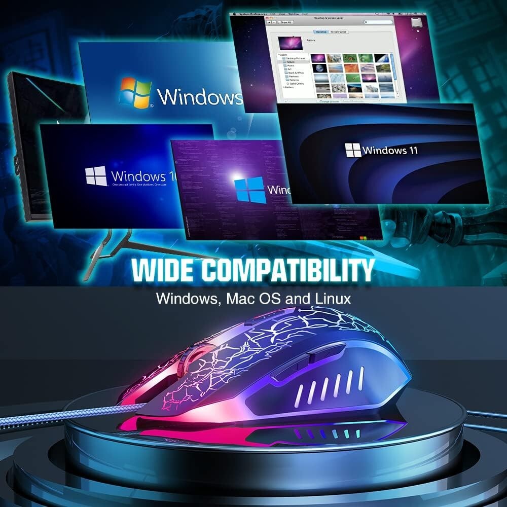 Ergonomic Wired Gaming Mouse for Laptop PC Optical Performance