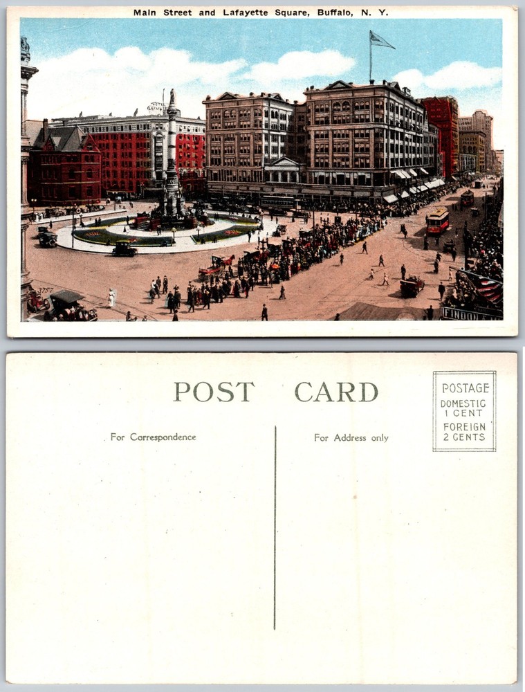 Lafayette Square Main Street Buffalo NY Postcard