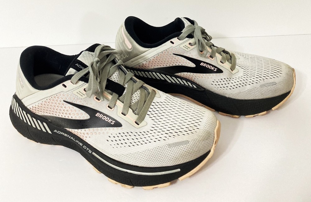 Brooks Adrenaline GTS 22 Womens 8 Gray Black Athletic Running Sneakers Shoes EUC