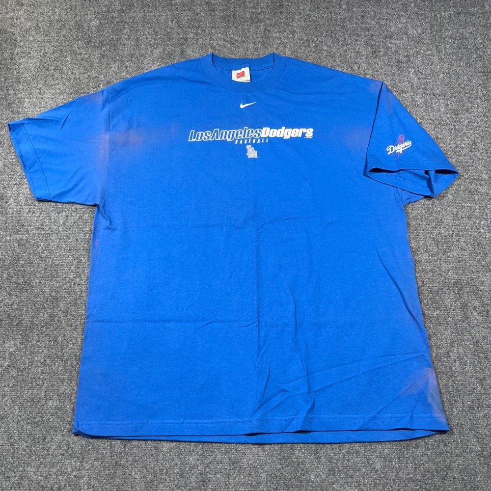 VTG Nike Los Angeles Dodgers T-Shirt Mens XL Center Swoosh Baseball Blue