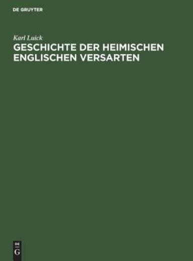 Geschichte Der Heimischen Englischen Versarten
