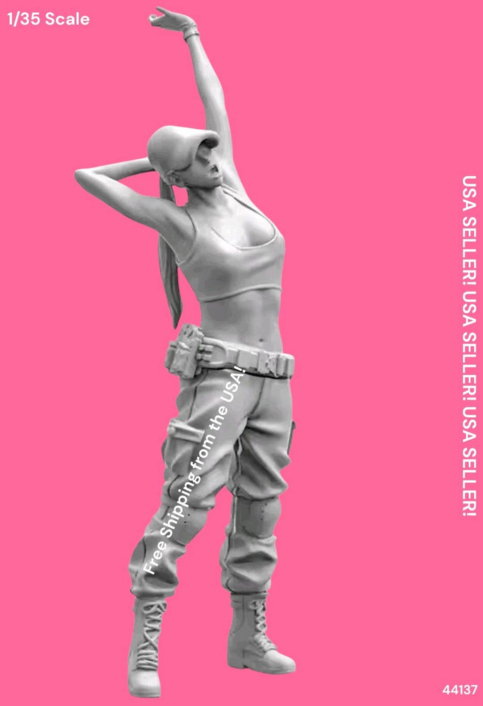 1/35 Resin Figure Modern US Female Soldier Stretching & Yawning Model Kit 44137