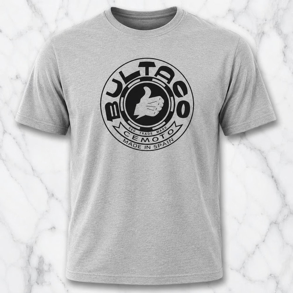 Bultaco Cemoto Made In Spain Men's Grey Graphic T-Shirt Motorcycle Tee