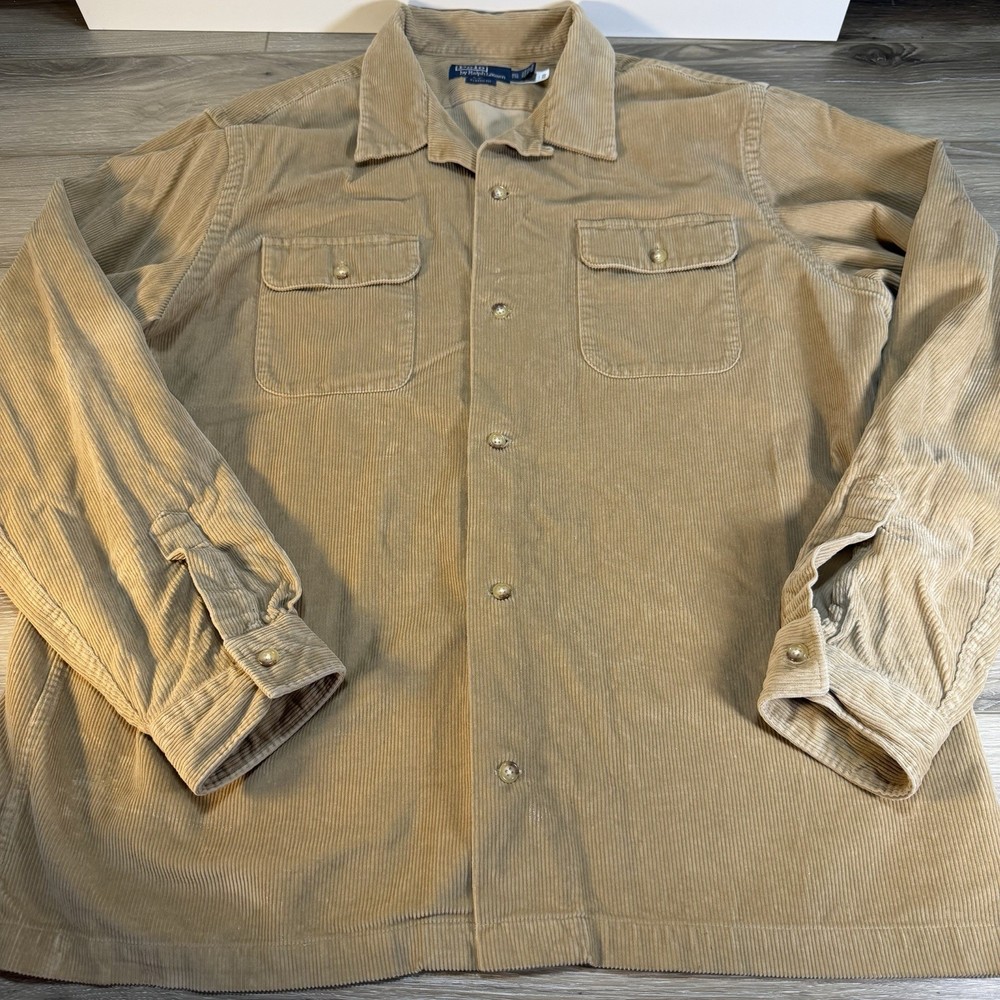 Vintage Polo Ralph Lauren Corduroy Long Sleeve Button Shirt Men’s 2XL Heavy