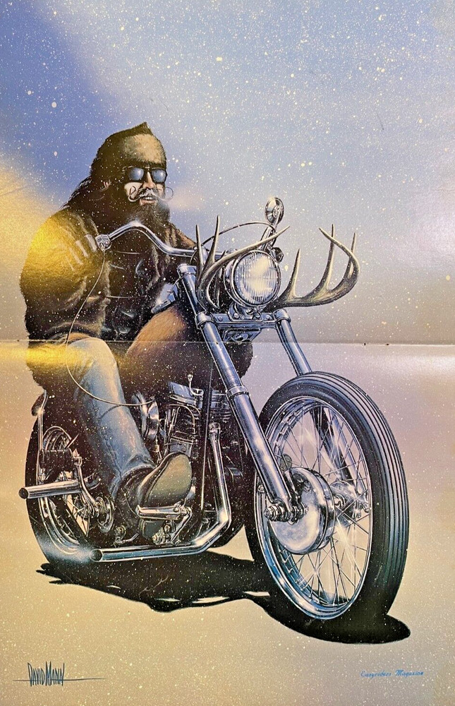 David Mann Poster Lone Motorcycle Rider in the Snow