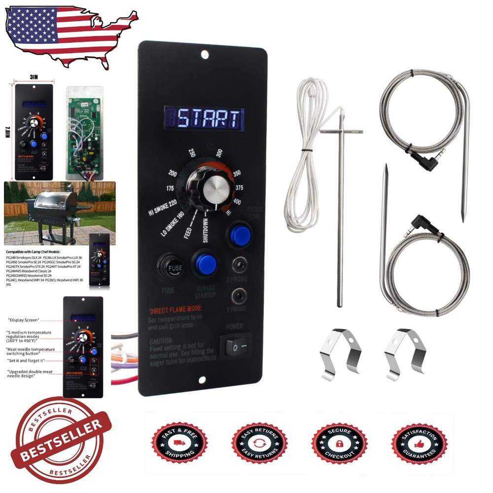 Enhanced Digital Controller with Large Display & Dual Meat Probes for Camp Chef