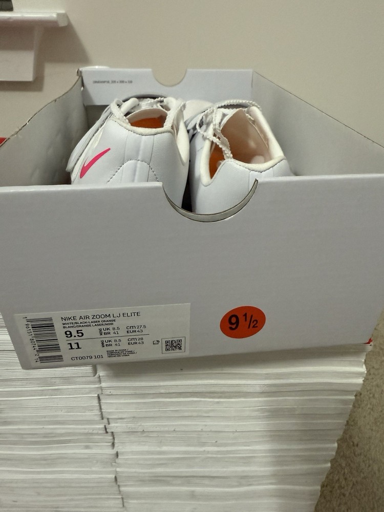 Size 9.5 - Nike Air Zoom Long Jump Elite White Hyper Pink Orange