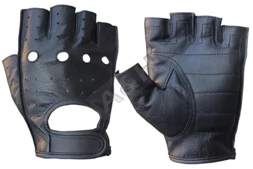 Fingerless Cycling Outdoor Activity Leather Cowhide Glove Medium