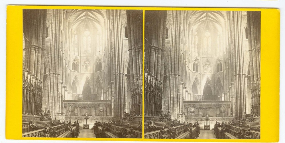 D0563~ ENGLAND - GW Wilson Westminster Abbey Choir c.1862 Stereoview