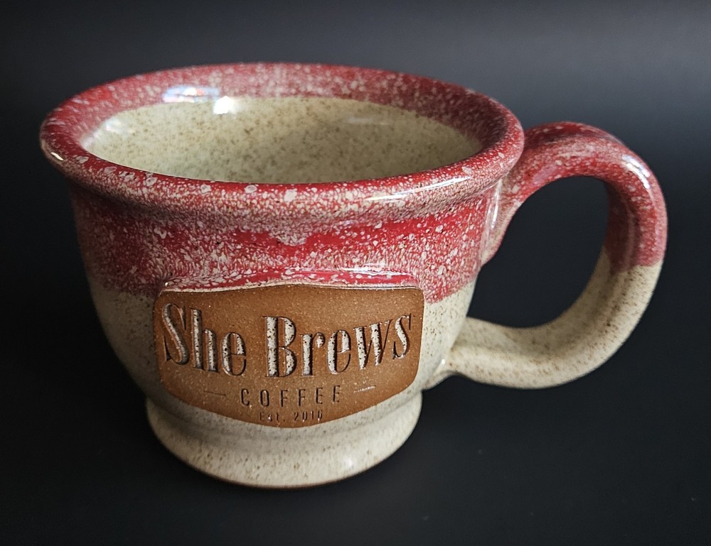She Brews Large Coffee Mug By Sunset Hill Stoneware Pottery 12 Oz NWOT