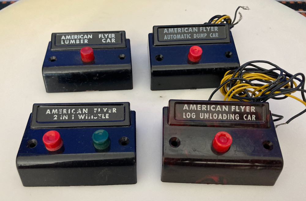 American Flyer S Gauge (4) Control Buttons Lumber,Auto dump,2 in 1,Log unloading
