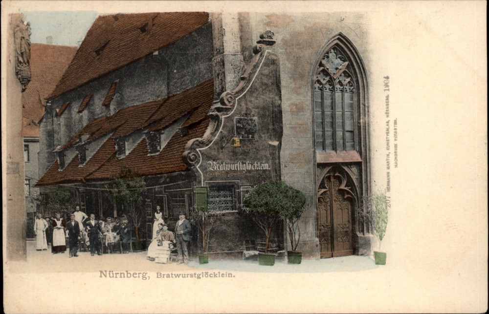 Bratwurstgacklein Nuremberg Bavaria Germany vintage postcard e907