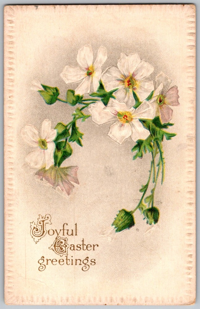 Antique Postcard Joyful Easter Greetings 1910s