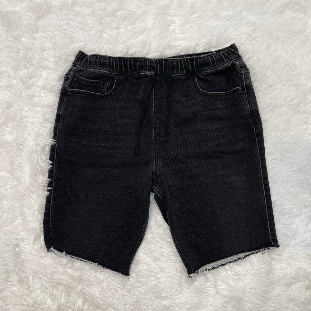 Hollister Men’s Size M Medium 32 Black Denim Jogger Shorts Stretch Preppy