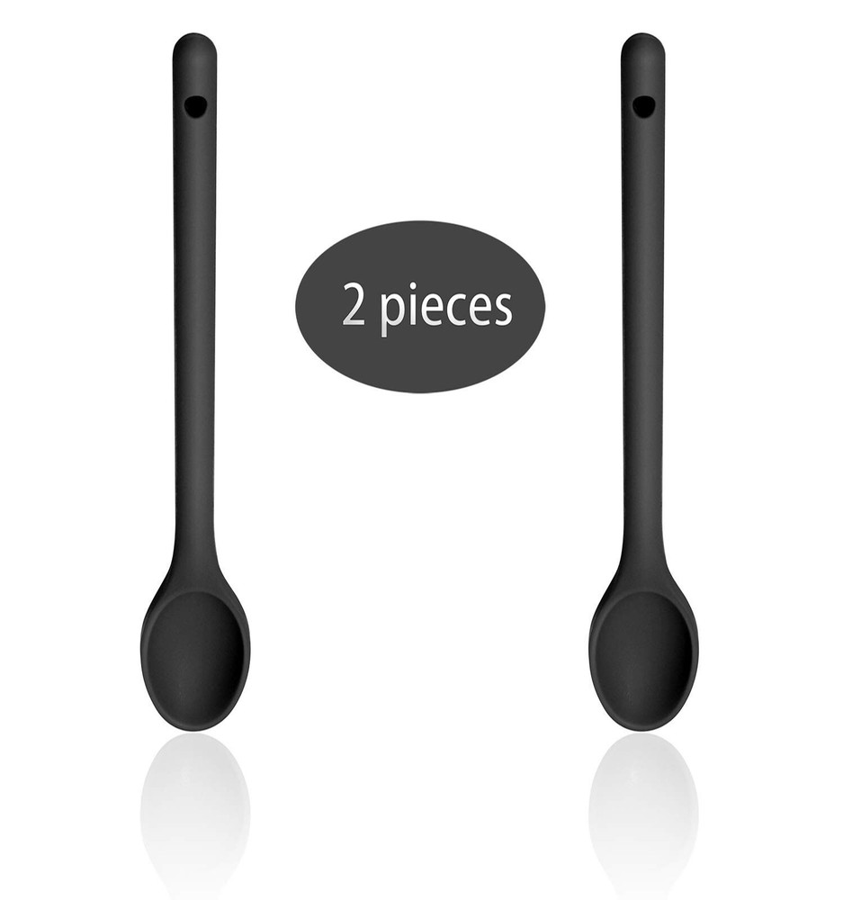 Stirring Spoons for Cooking Set of 3, Silicone 12 Inch Long Handle Spoons, No...