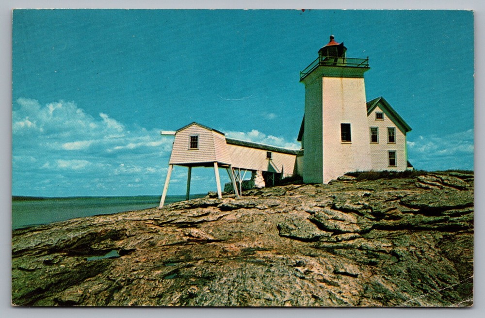 Postcard Hendrick's Head Lighthouse Sheepscot River, West Southport Maine Posted