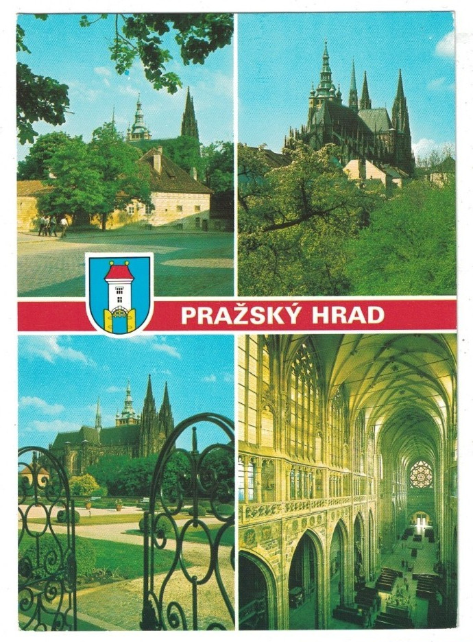 Vintage Prazsky Hrad Prague Castle Czech Republic Multi-View Postcard