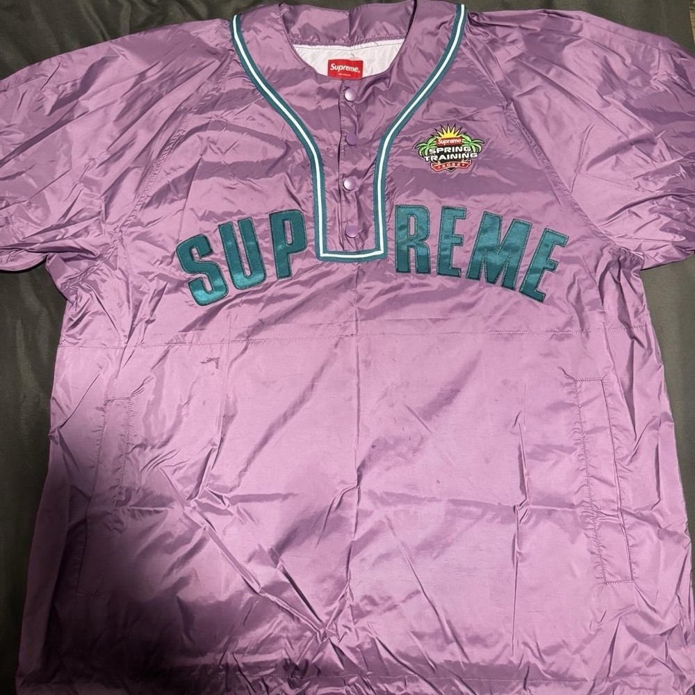Supreme Snap Off Sleeves L/S Baseball Top Size Large Purple