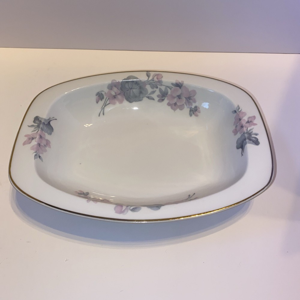 TK Thun Czechoslovakia Gray Pink Floral Serving Bowl Vegetable