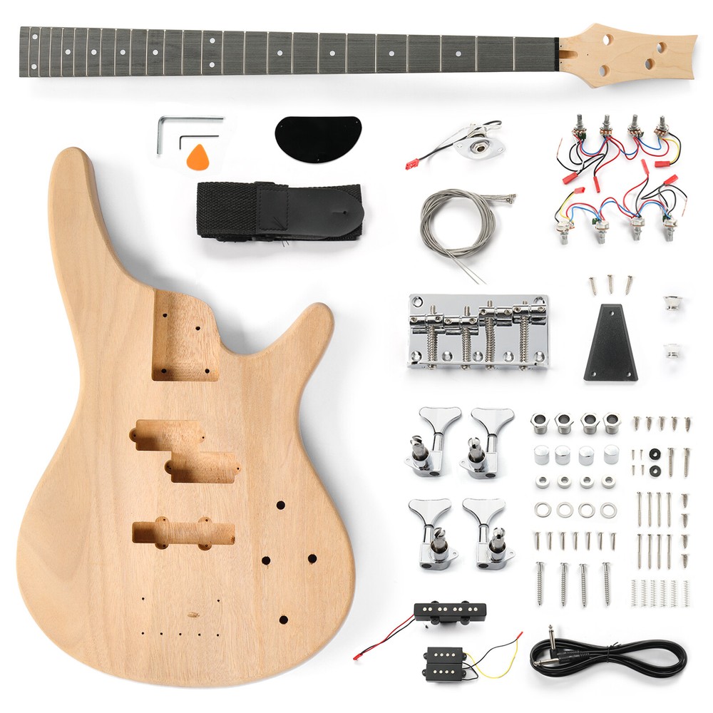 DIY GIB Style Electric Guitar Kits 4 String - Mahogany Body,Maple Neck
